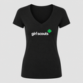 Women's Girl Scouts White Logo V Neck T-Shirt in black