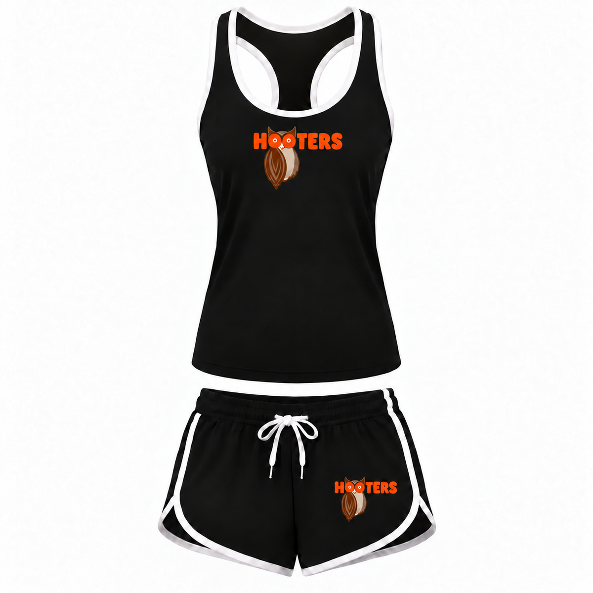 Women's Hooters Tank Top and Shorts Set, black