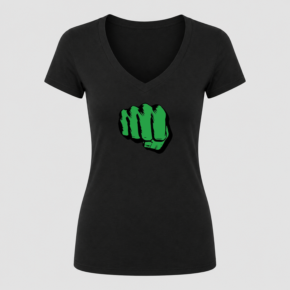 Women's Hulk Punch V Neck T-Shirt in black