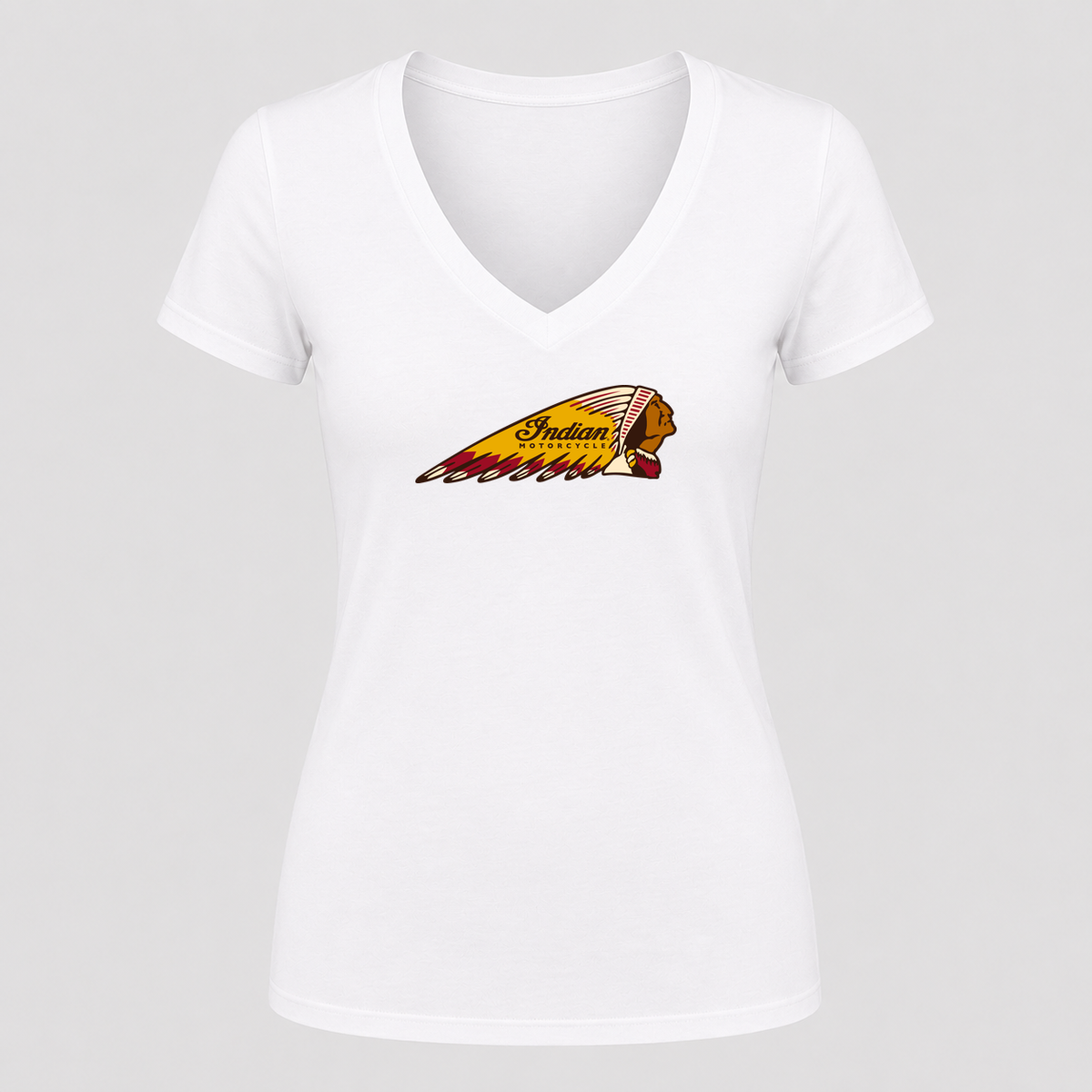 Women's Indian Motorcycle V Neck T-Shirt in white