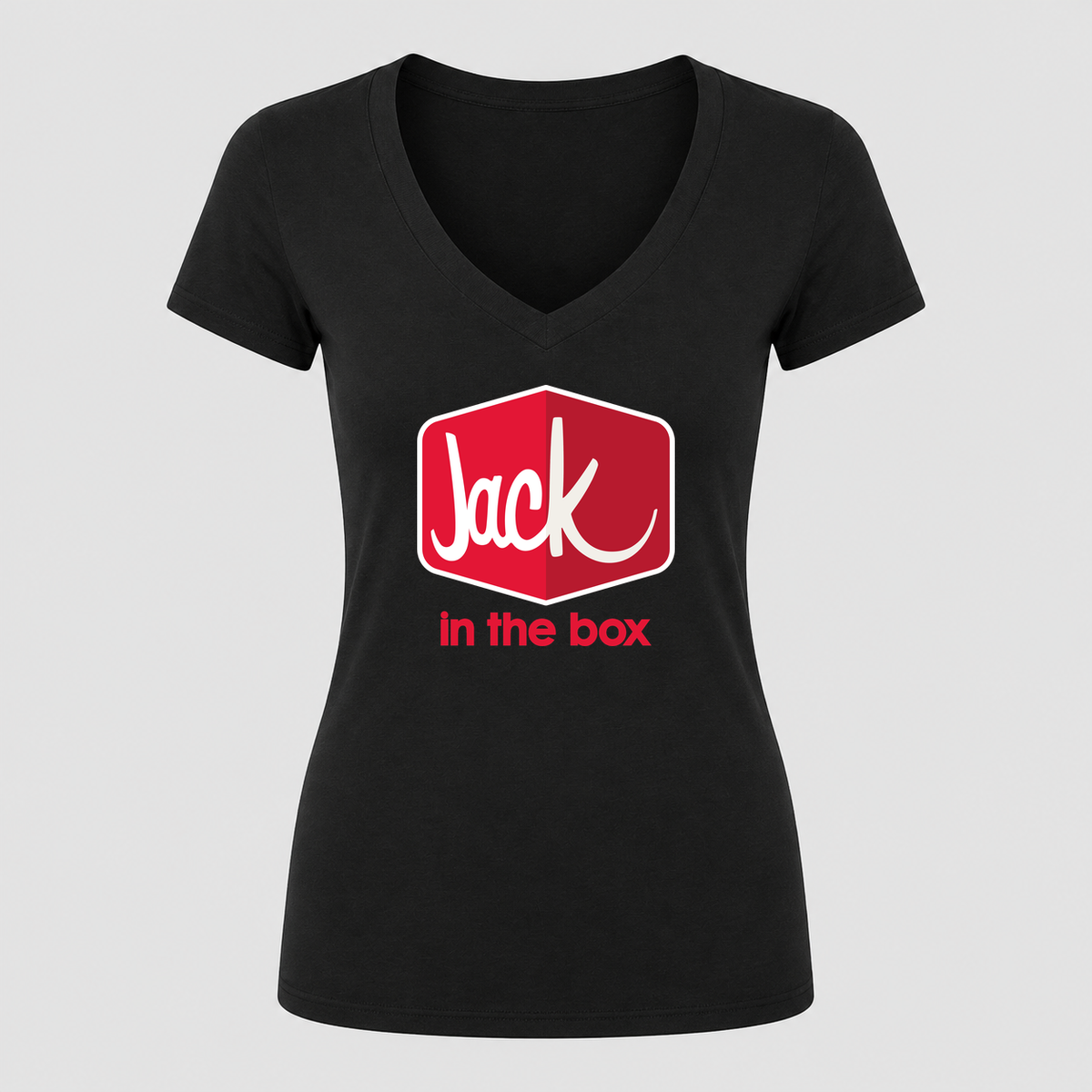 Women's Jack In The Box V Neck T-Shirt in black