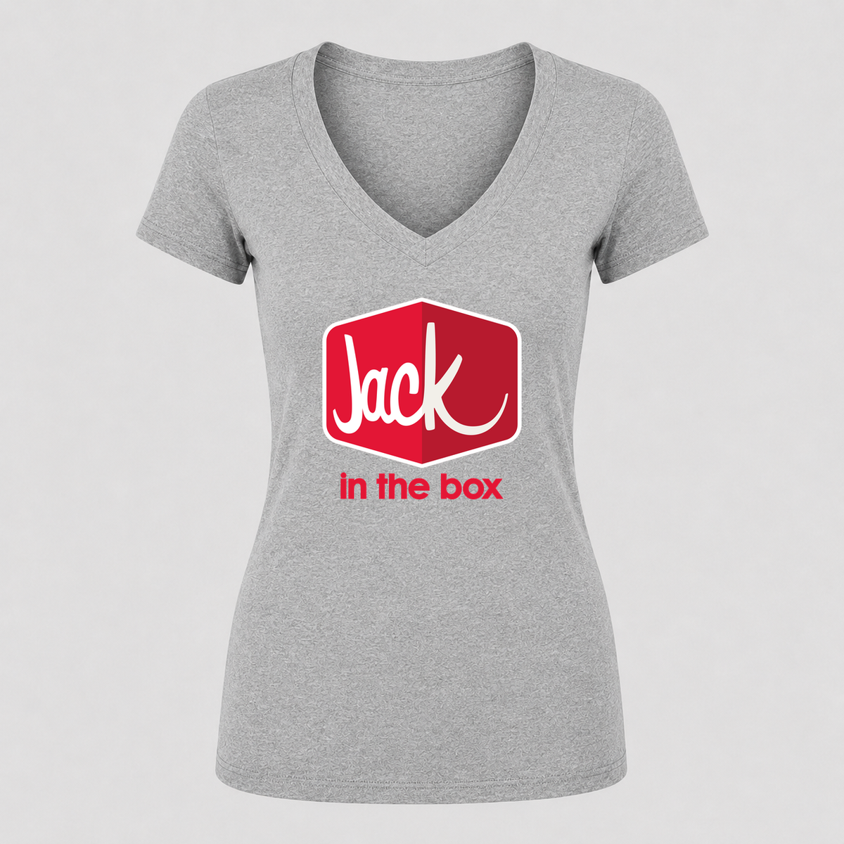 Women's Jack In The Box V Neck T-Shirt in gray