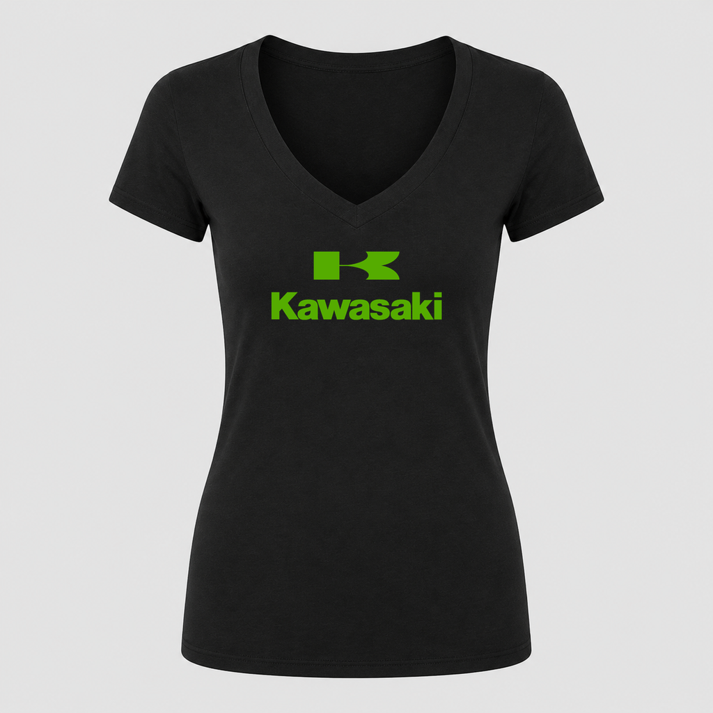 Women's Kawasaki V Neck T-Shirt in black