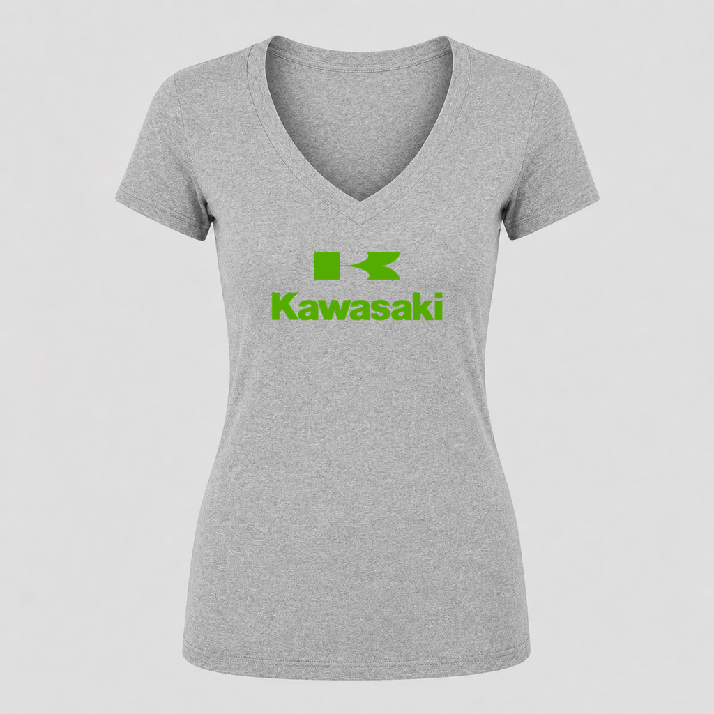 Women's Kawasaki V Neck T-Shirt in gray