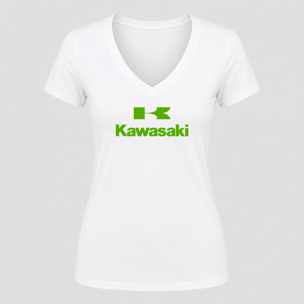 Women's Kawasaki V Neck T-Shirt in white