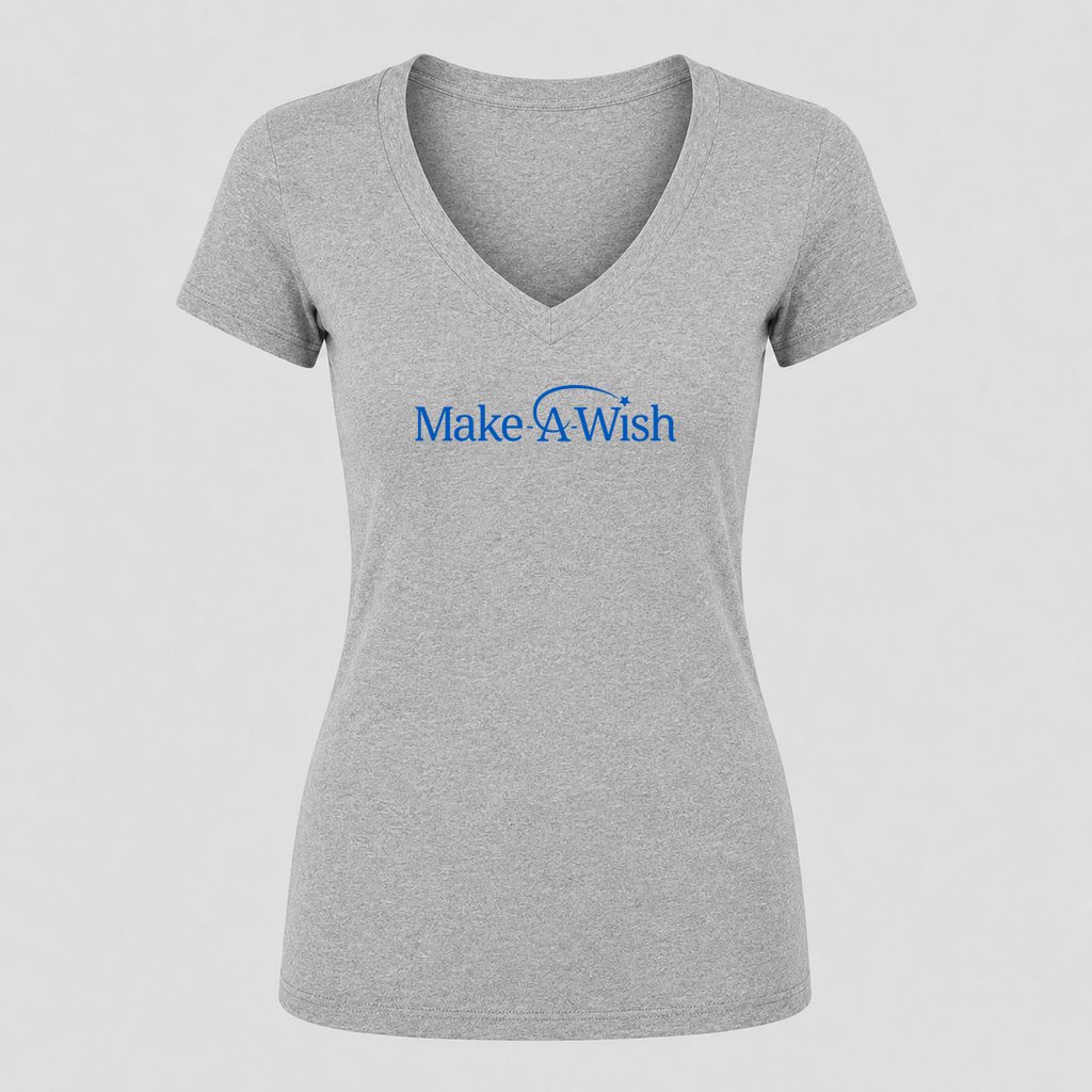 Women's Make-A-Wish V Neck T-Shirt in gray