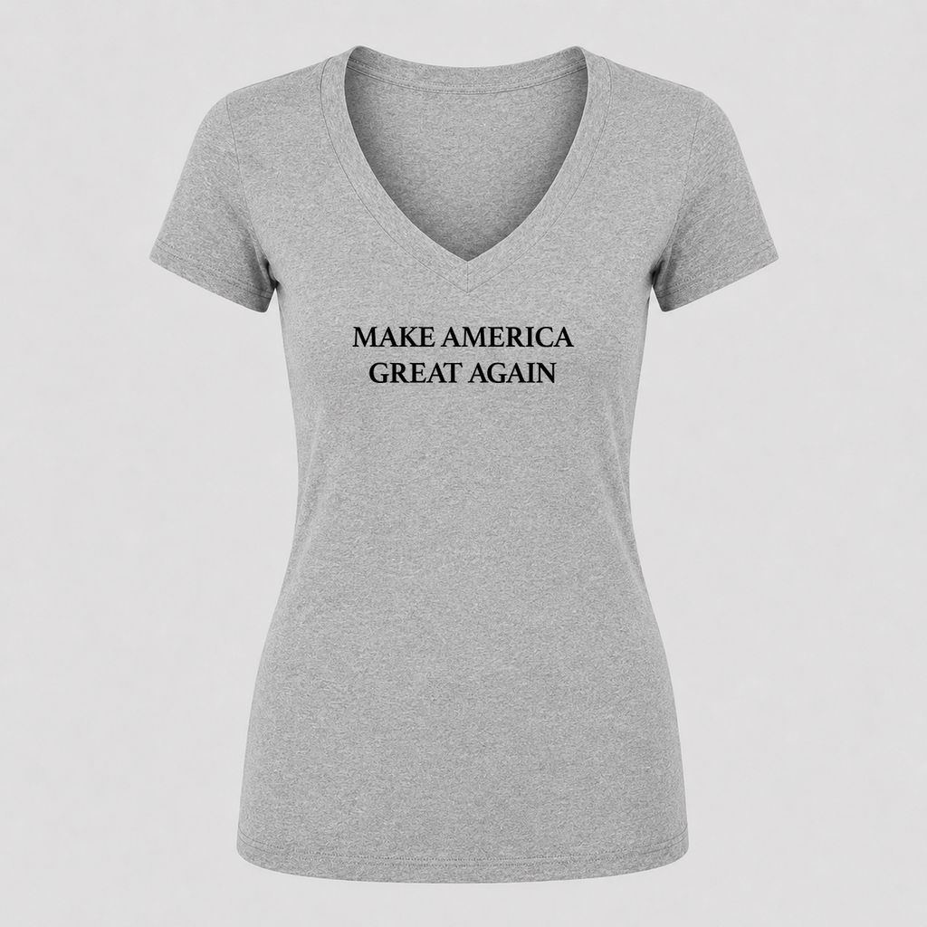 Women's Make America Great Again V Neck T-Shirt in gray