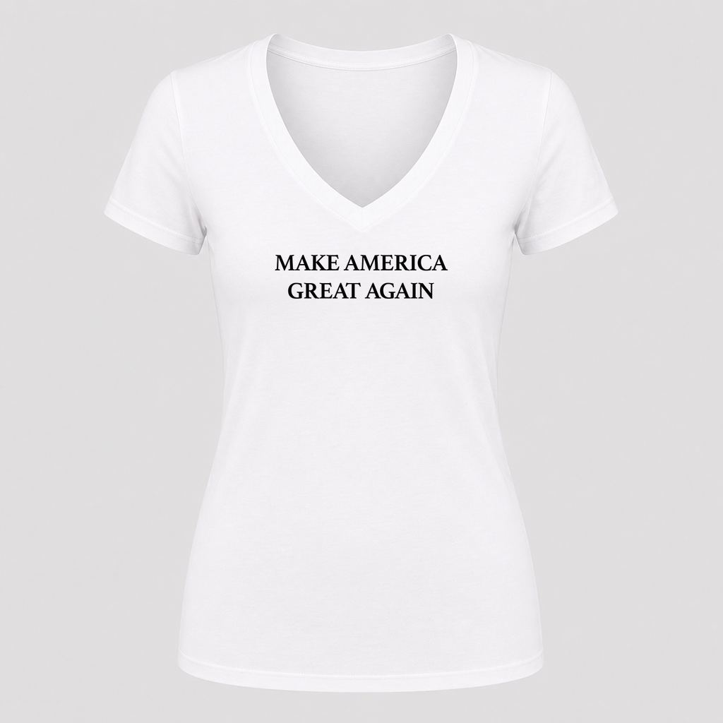 Women's Make America Great Again V Neck T-Shirt in white