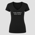 Women's Make America Great Again White Logo V Neck T-Shirt in black