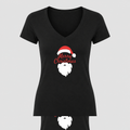 Women's Merry Christmas Santa Claus V Neck T-Shirt in black