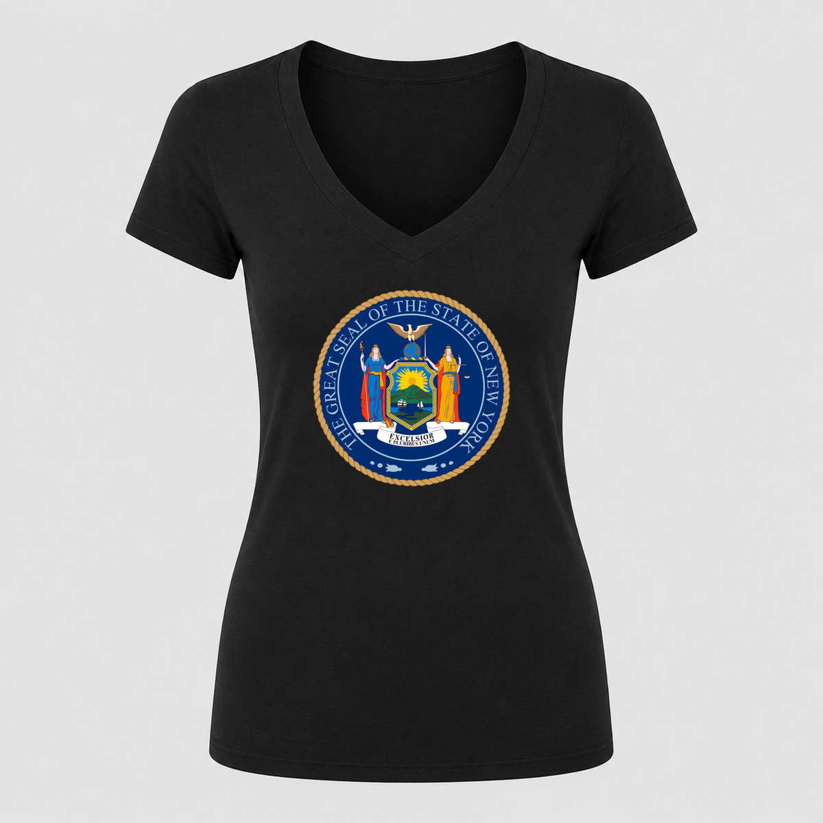 Women's New York V Neck T-Shirt in black