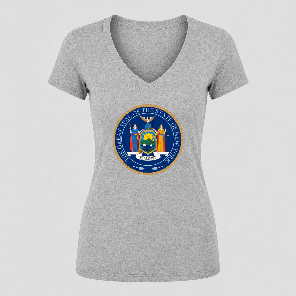 Women's New York V Neck T-Shirt in gray