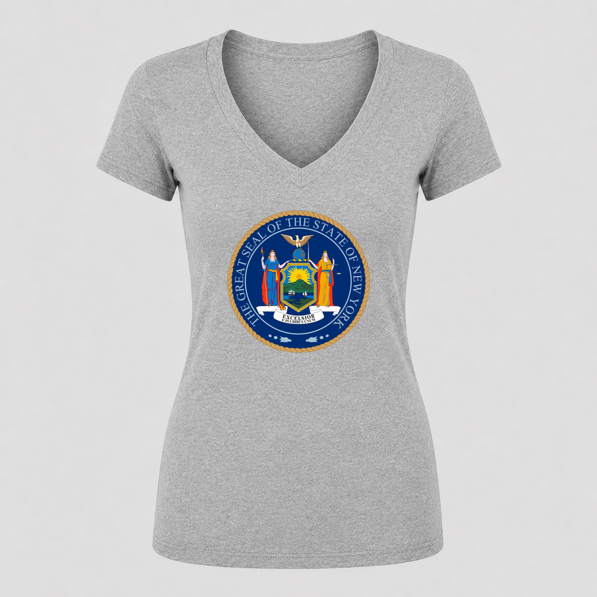 Women's New York V Neck T-Shirt in gray