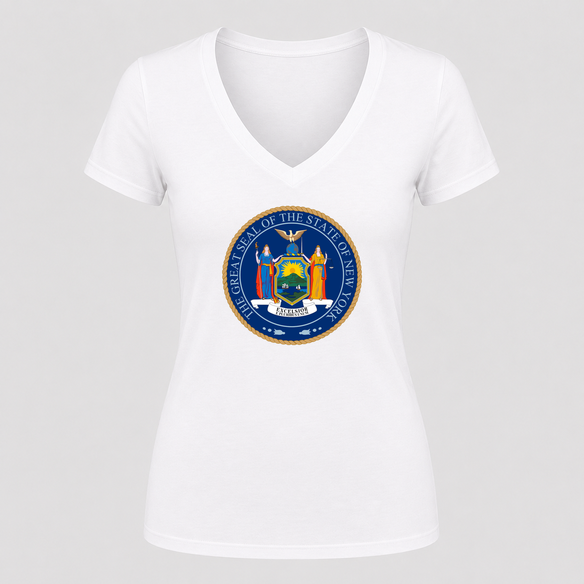 Women's New York V Neck T-Shirt in white