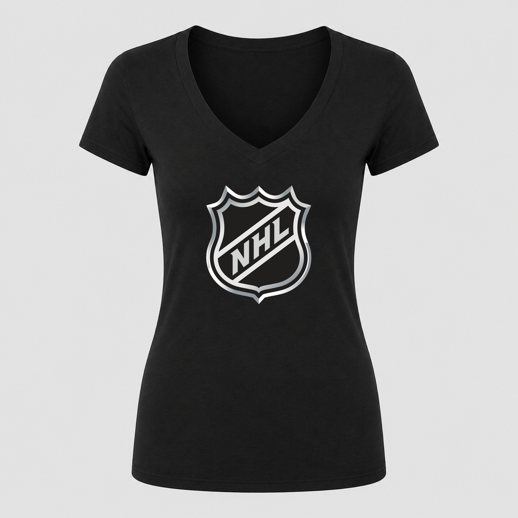 Women's NHL Shield V Neck T-Shirt in black