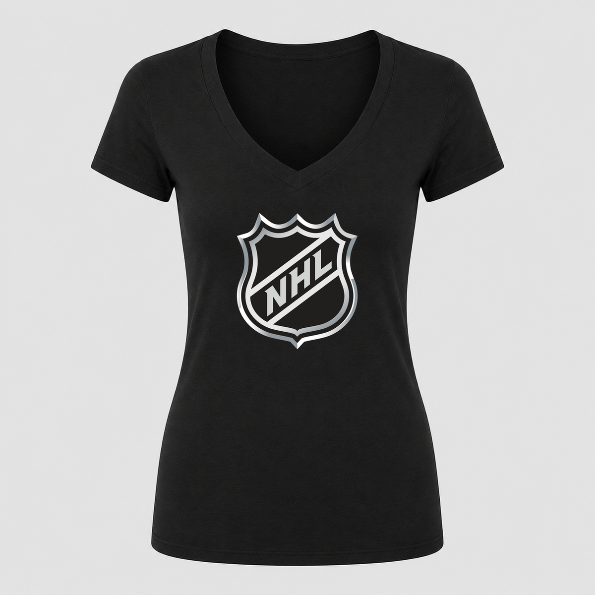 Women's NHL Shield V Neck T-Shirt in black
