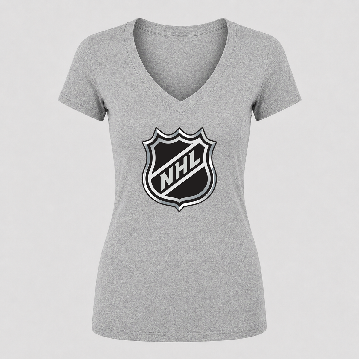 Women's NHL Shield V Neck T-Shirt in gray