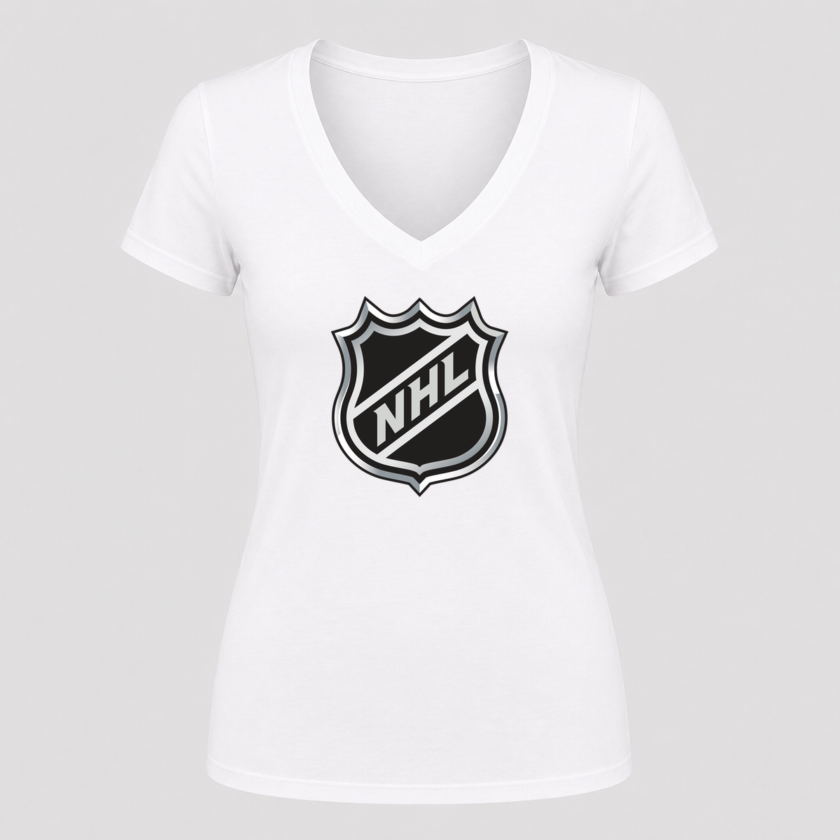 Women's NHL Shield V Neck T-Shirt in white