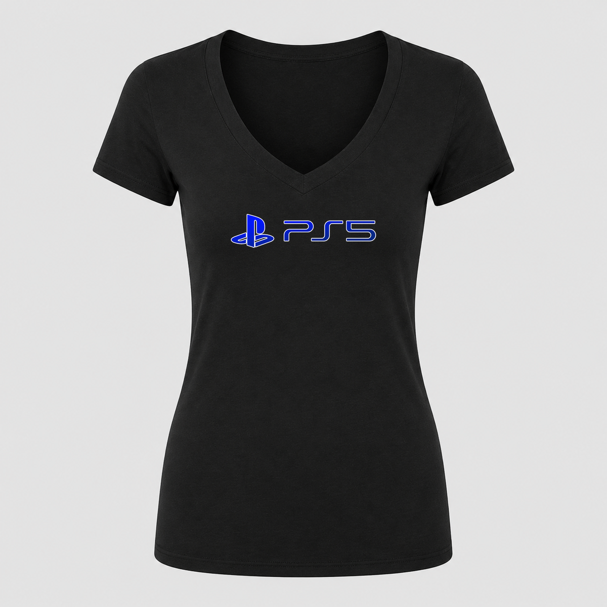 Women's PlayStation 5 V Neck T-Shirt in black