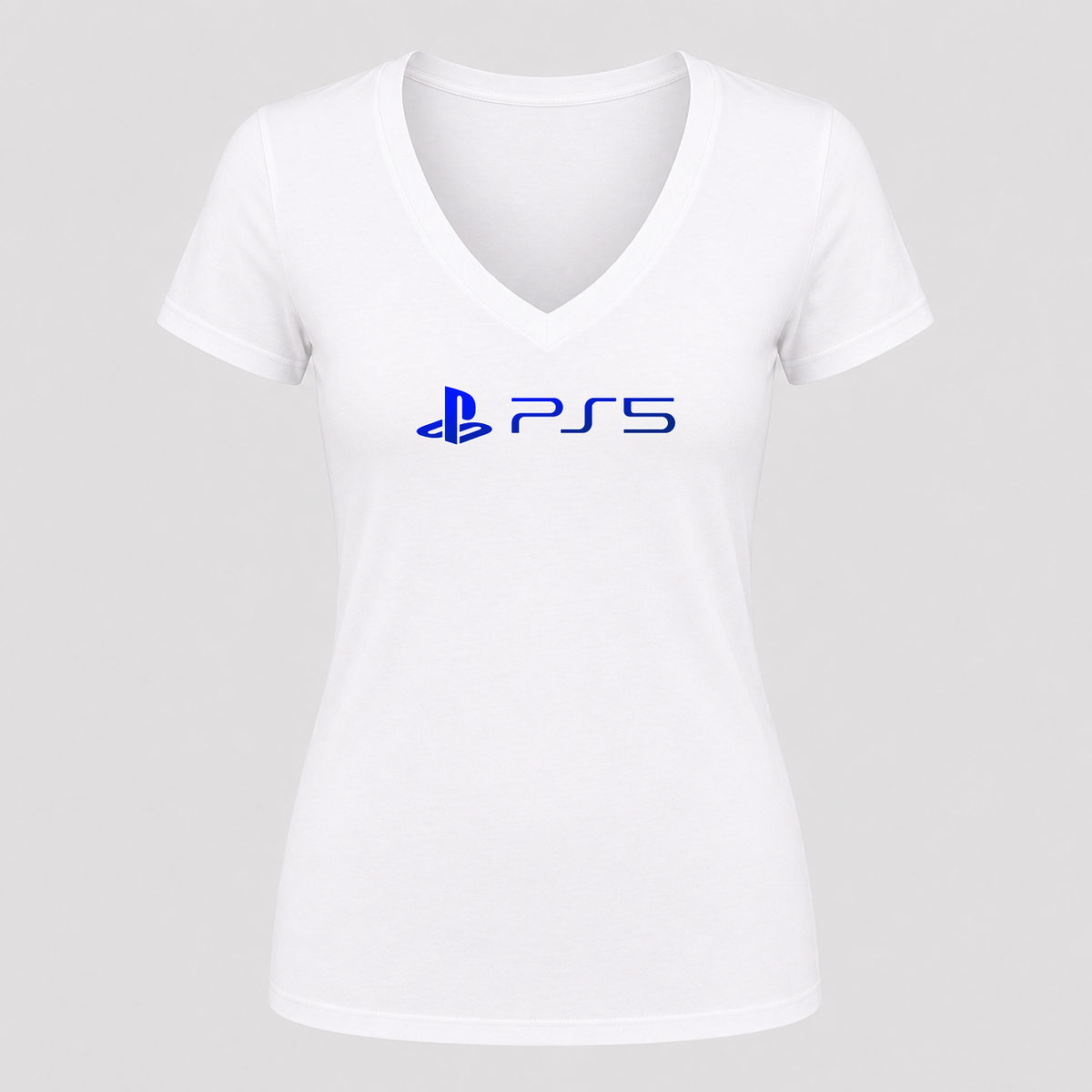 Women's PlayStation 5 V Neck T-Shirt in white