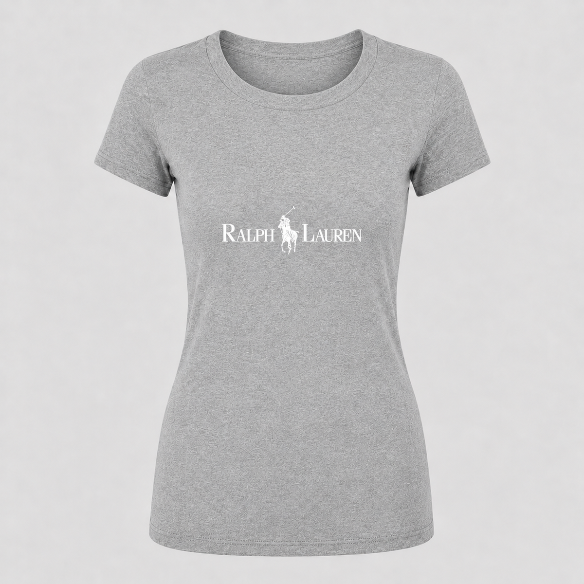 Women's polo white design round-neck T-shirt, gray