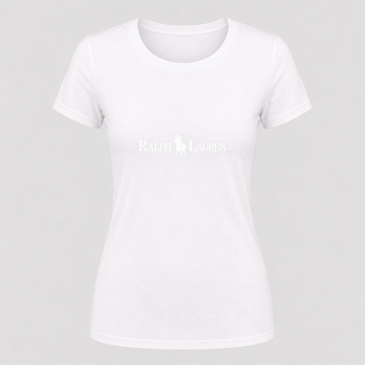 Women's polo white design round-neck T-shirt, white