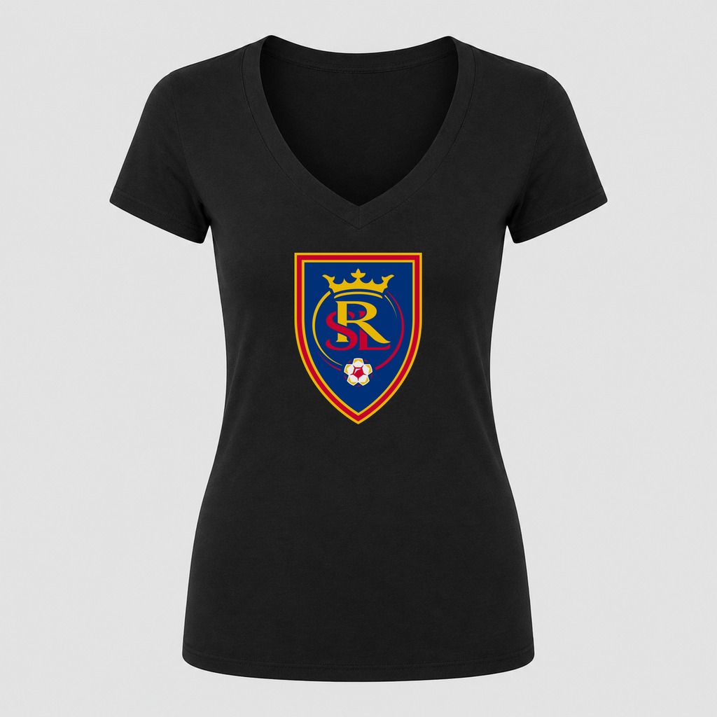 Women's Real Salt Lake V Neck T-Shirt in black