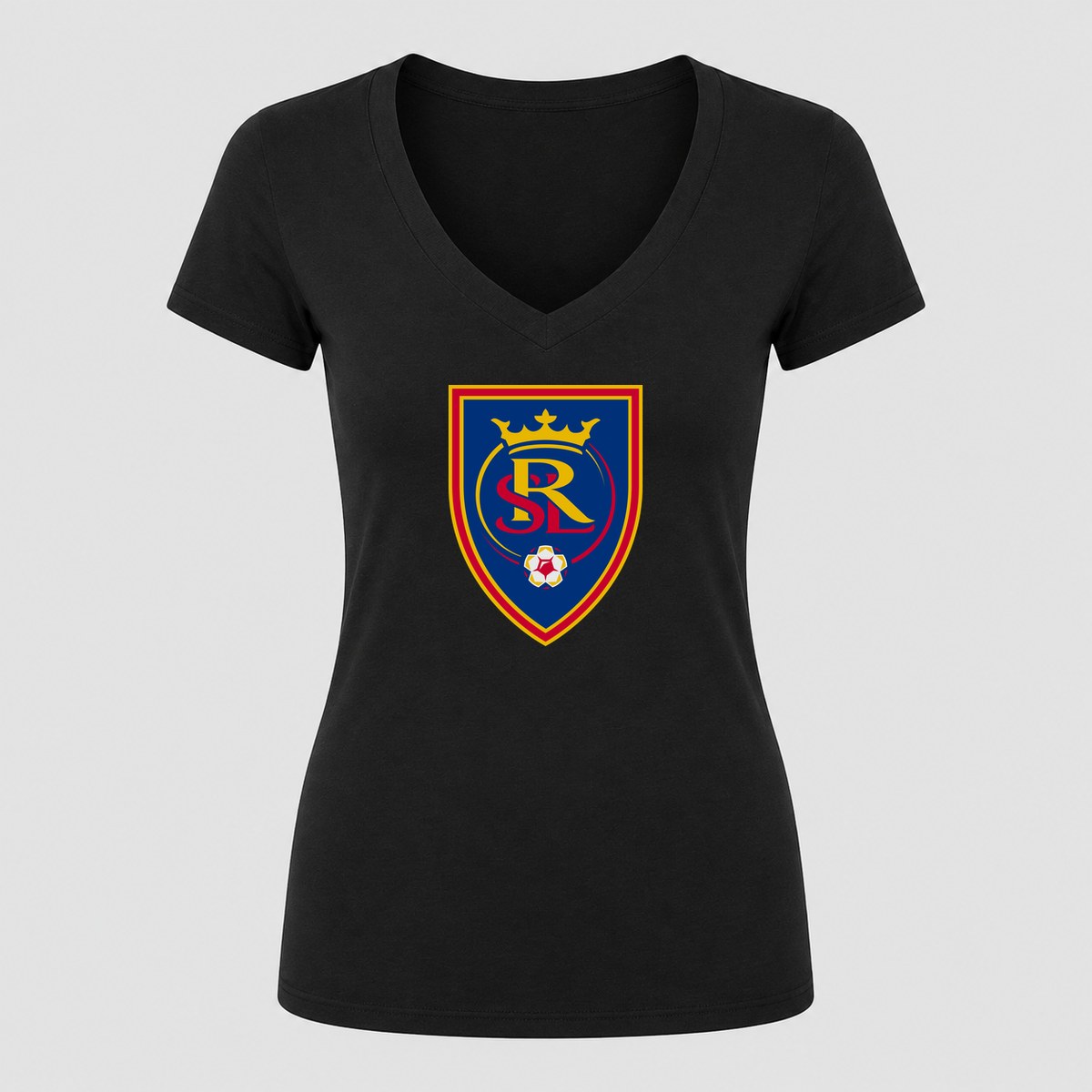 Women's Real Salt Lake V Neck T-Shirt in black