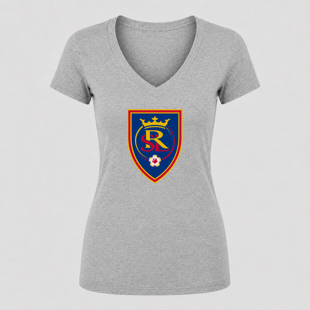 Women's Real Salt Lake V Neck T-Shirt in gray