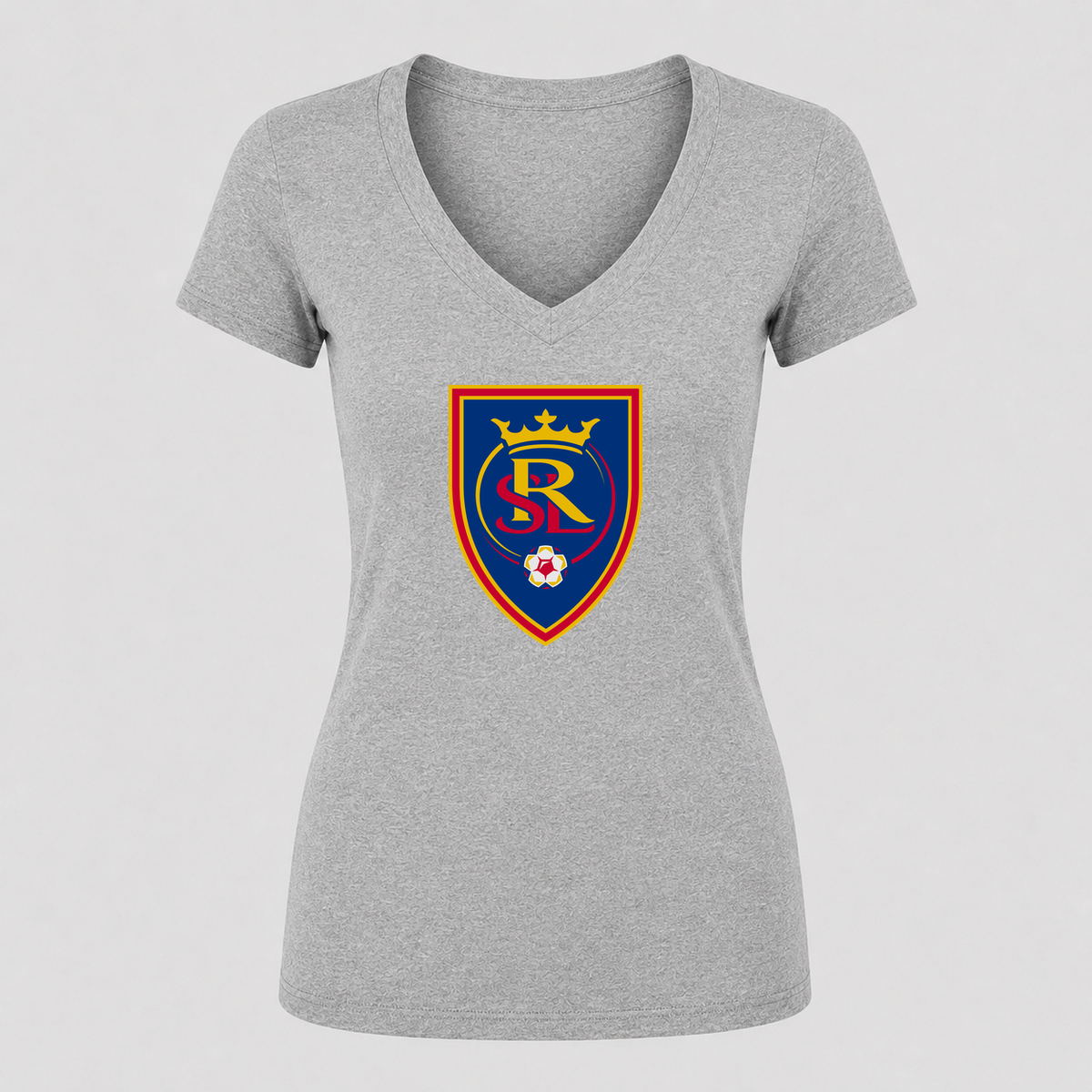 Women's Real Salt Lake V Neck T-Shirt in gray