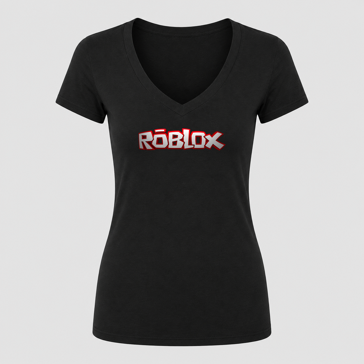 Women's Roblox V Neck T-Shirt in black