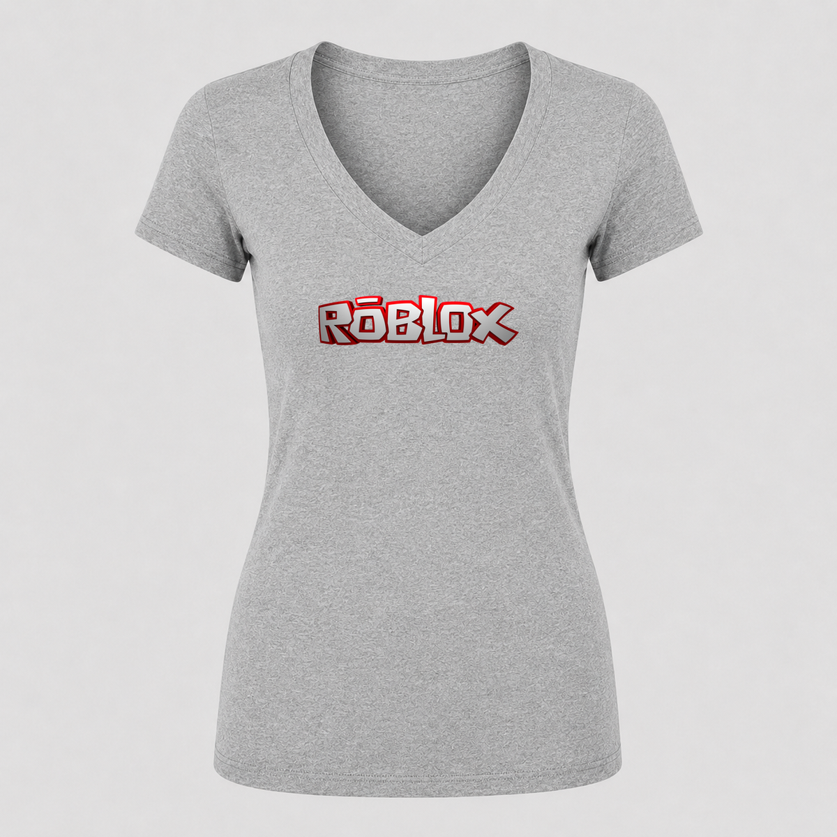 Women's Roblox V Neck T-Shirt in gray