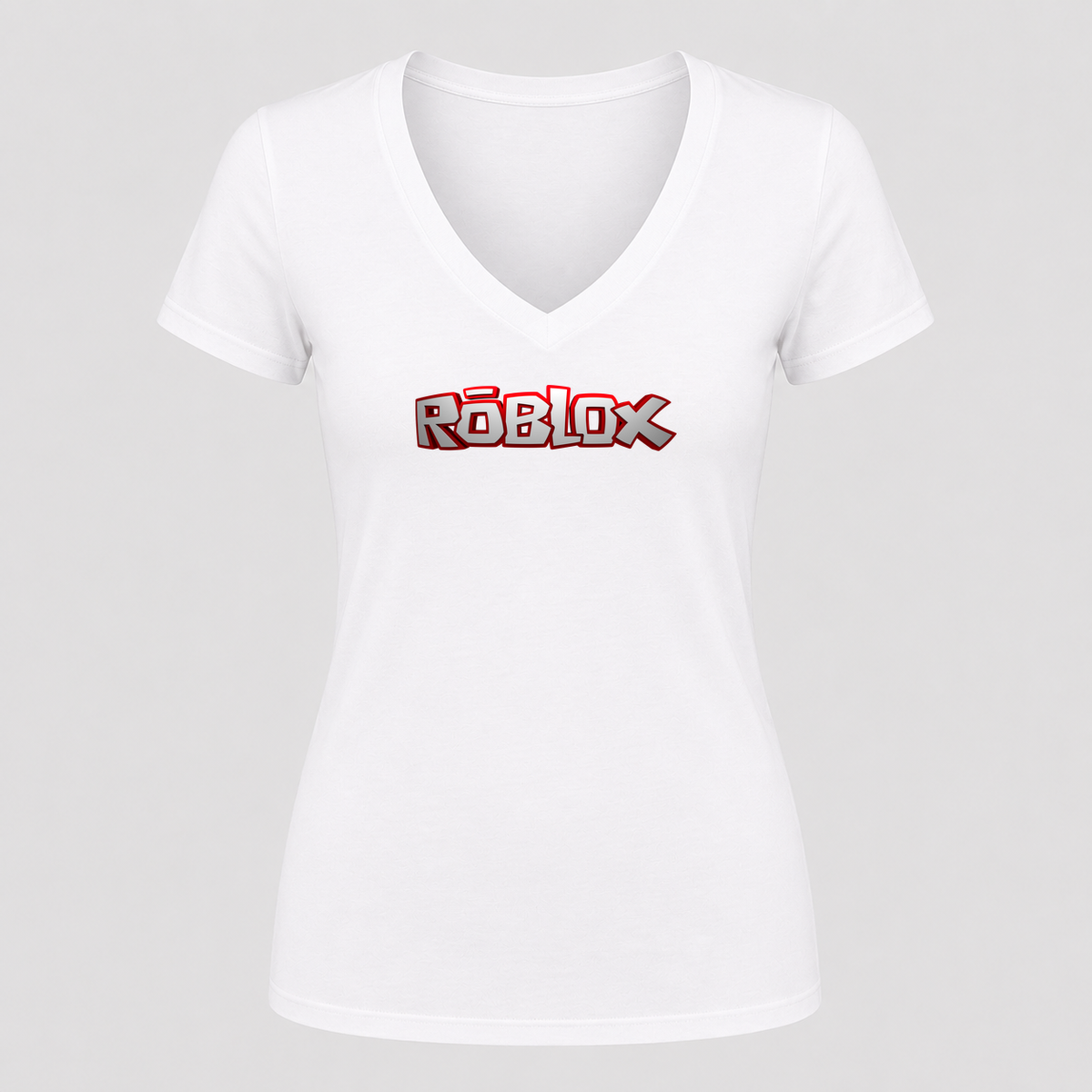 Women's Roblox V Neck T-Shirt in white