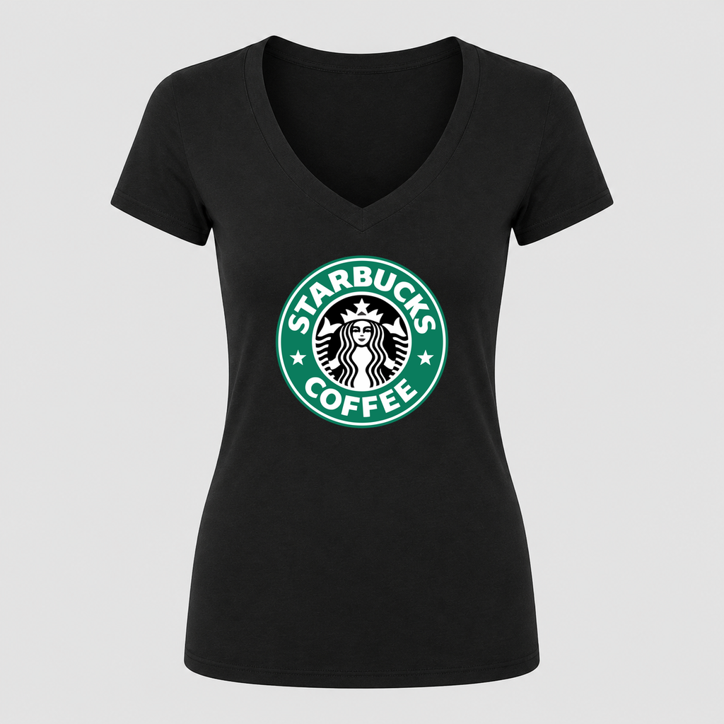 Women's Starbucks V Neck T-Shirt in black