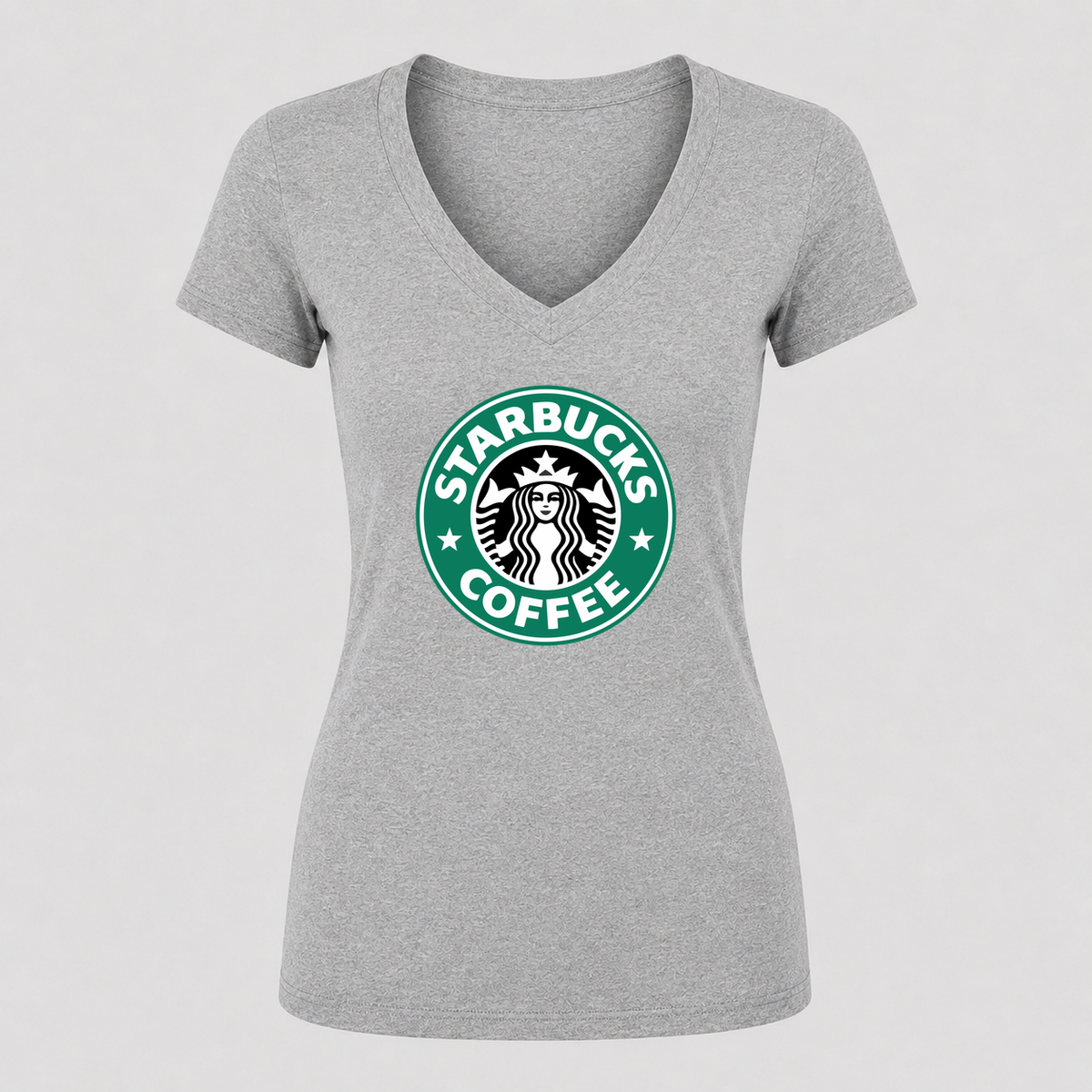 Women's Starbucks V Neck T-Shirt in gray