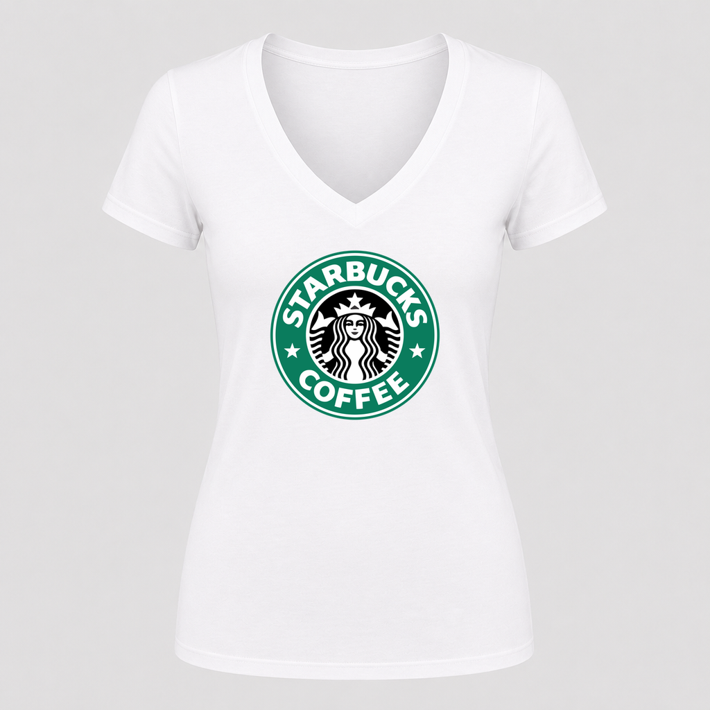 Women's Starbucks V Neck T-Shirt in white