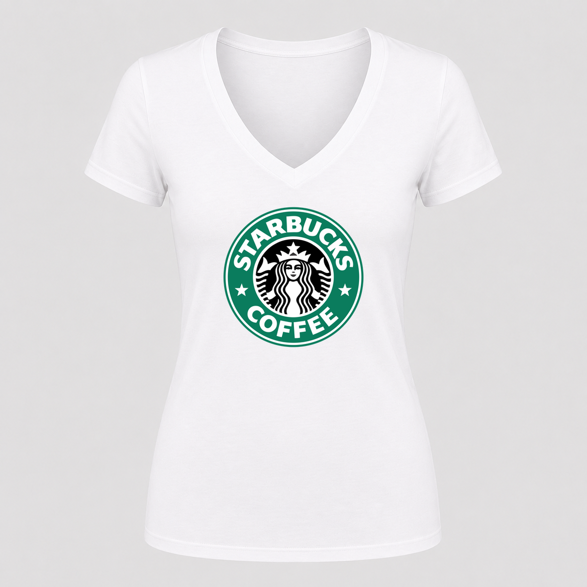 Women's Starbucks V Neck T-Shirt in white