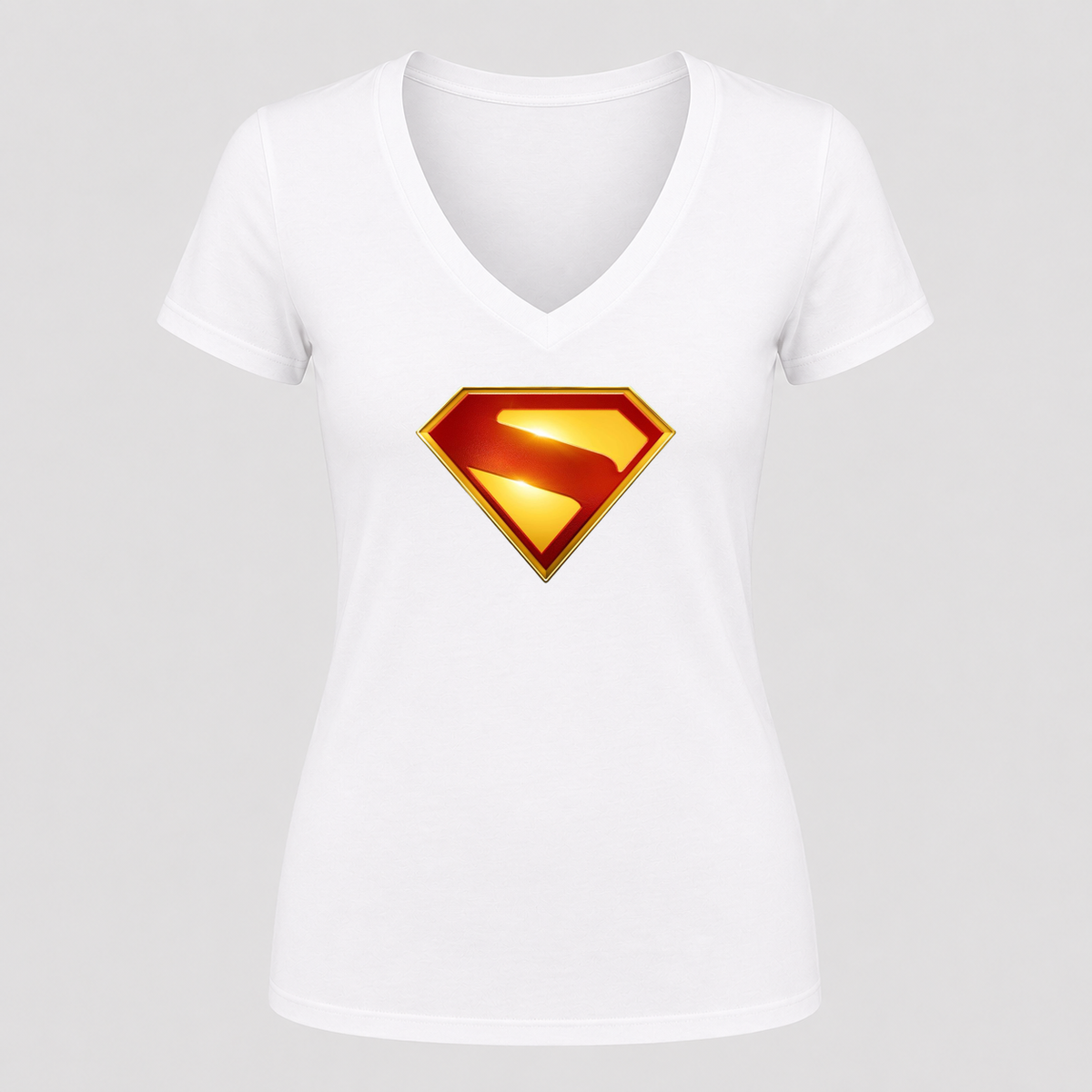 Women's Superman 2025 V Neck T-Shirt in white