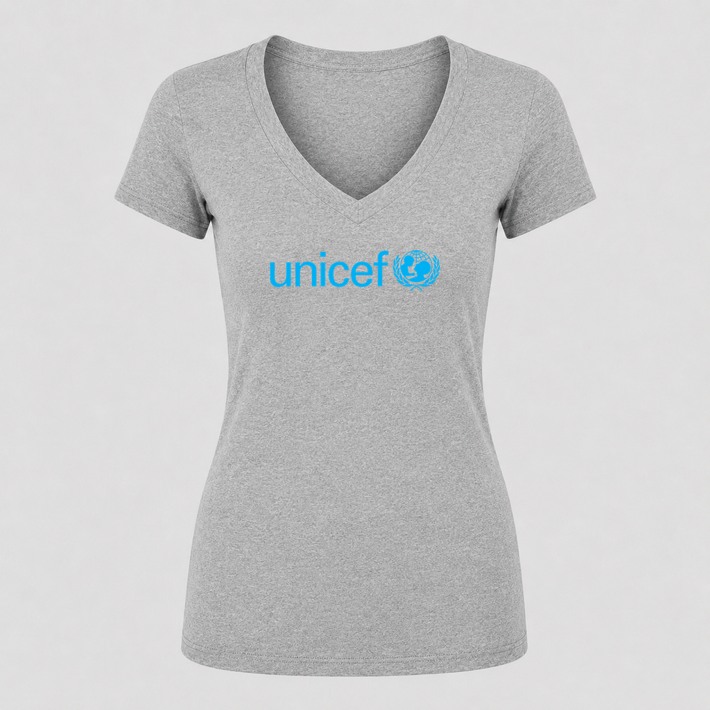 Women's UNICEF V Neck T-Shirt in gray
