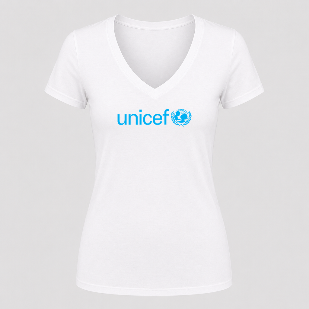 Women's UNICEF V Neck T-Shirt in white