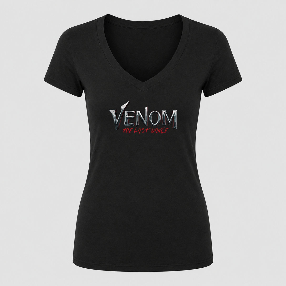 Women's Venom: The Last Dance V Neck T-Shirt in black