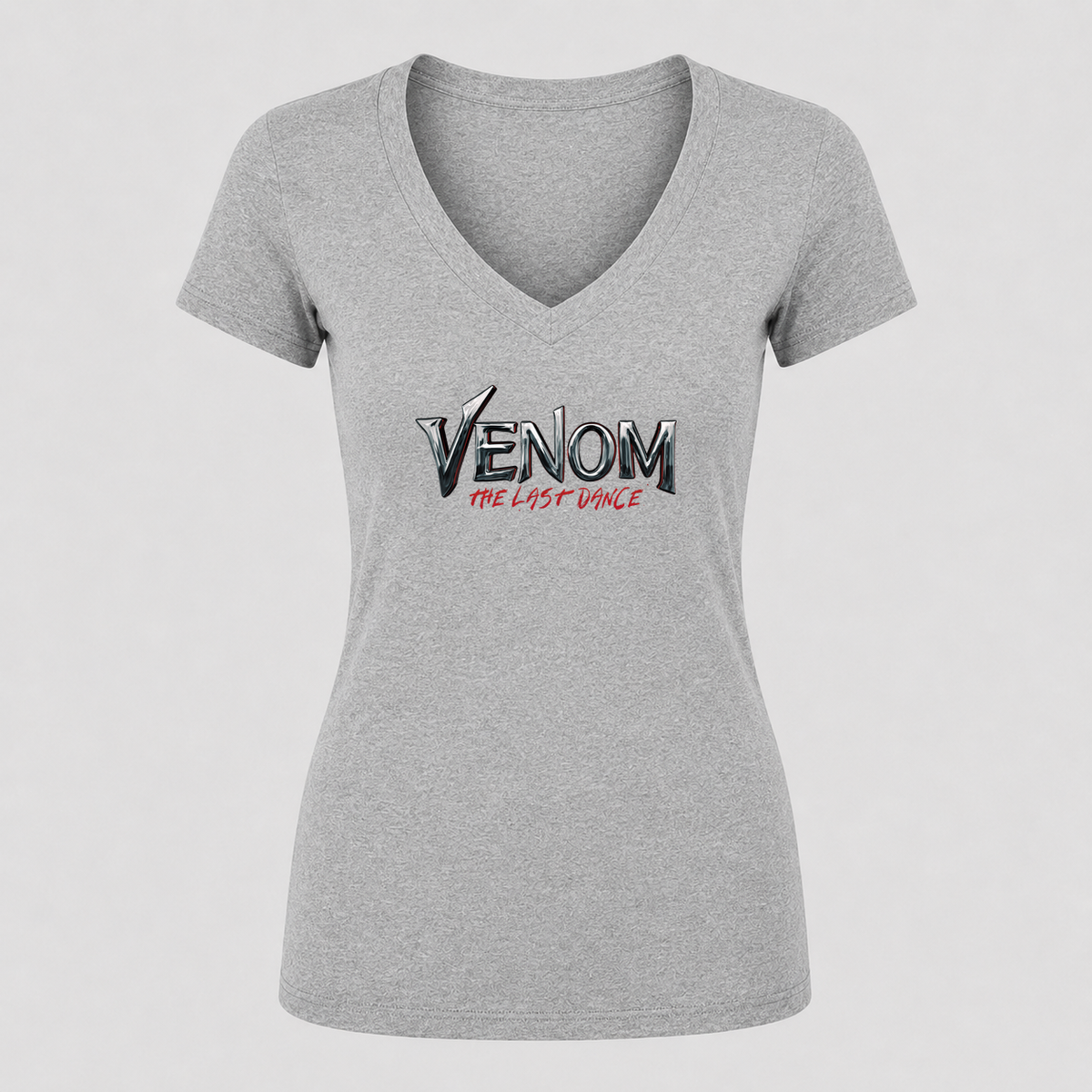 Women's Venom: The Last Dance V Neck T-Shirt in gray