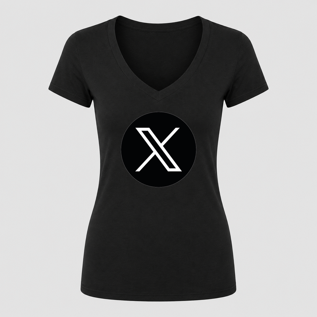 Women's X (Twitter) V Neck T-Shirt in black