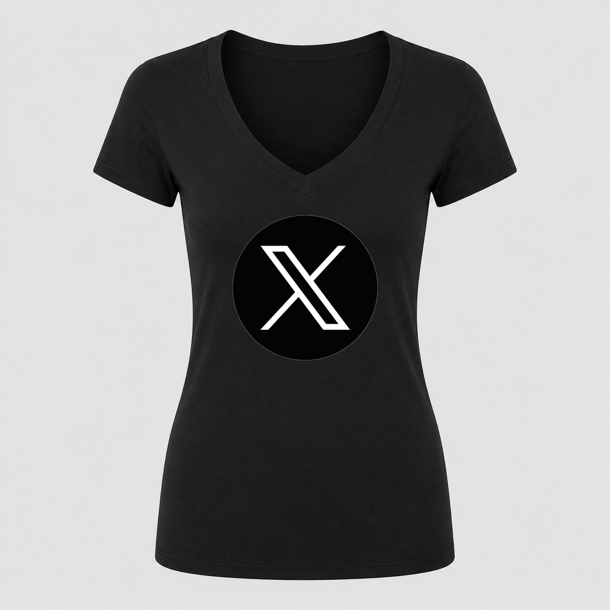 Women's X (Twitter) V Neck T-Shirt in black