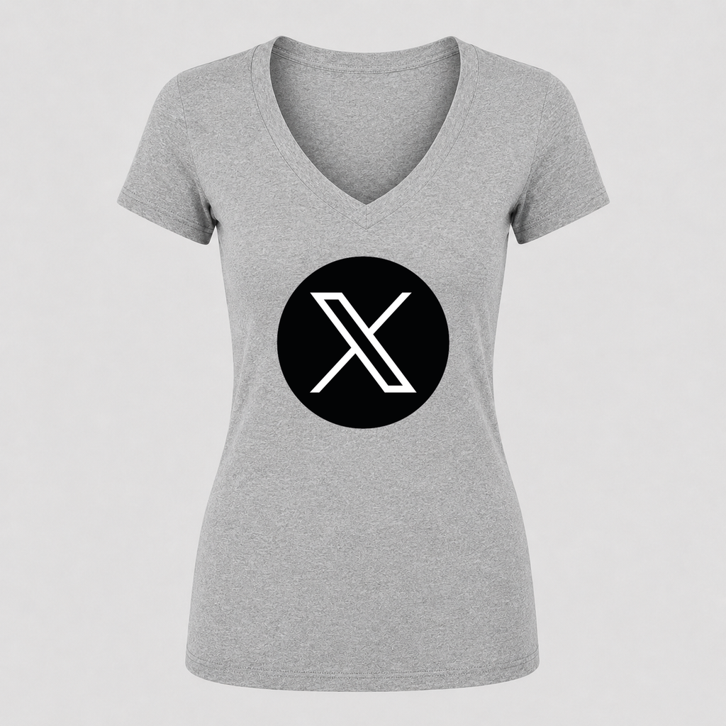 Women's X (Twitter) V Neck T-Shirt in gray