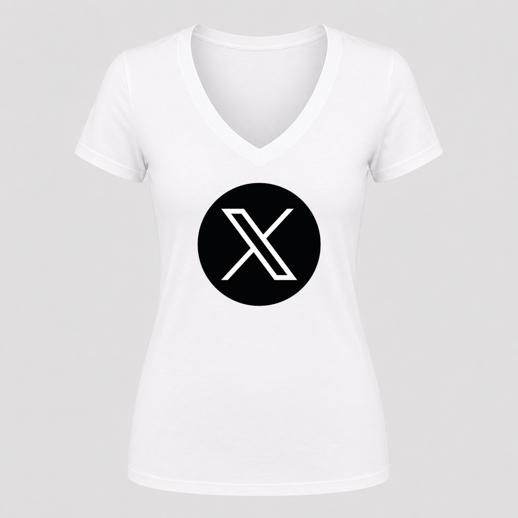 Women's X (Twitter) V Neck T-Shirt in white