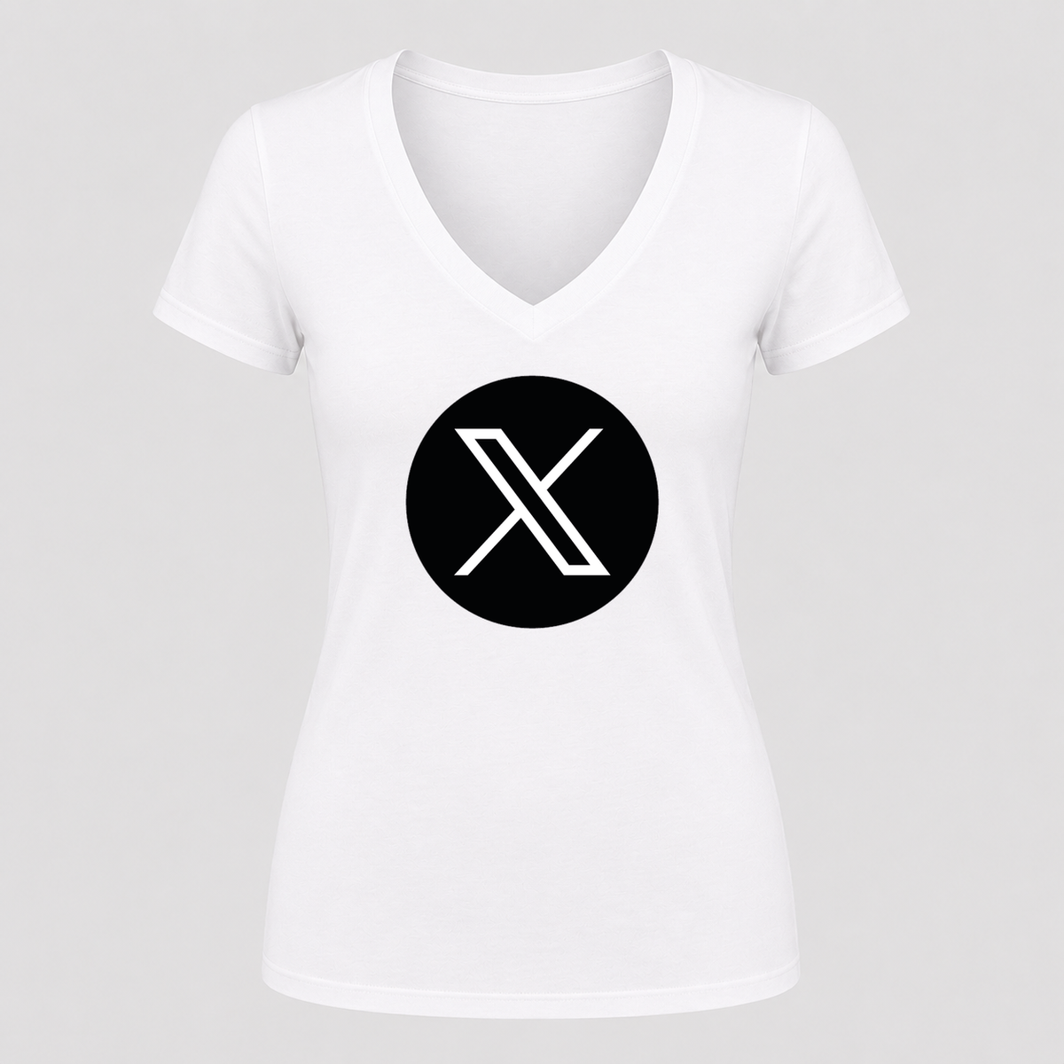Women's X (Twitter) V Neck T-Shirt in white
