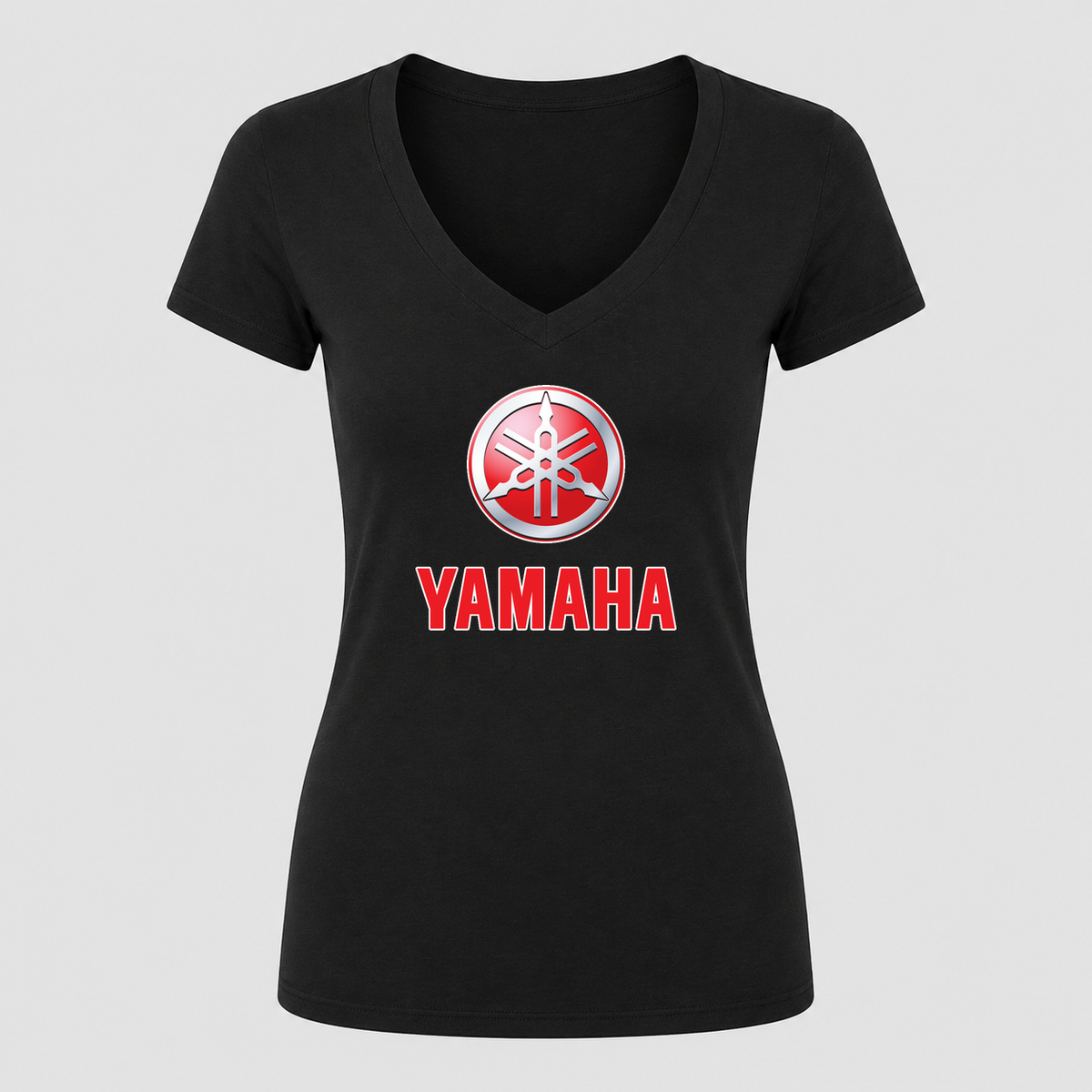 Women's Yamaha V Neck T-Shirt in black