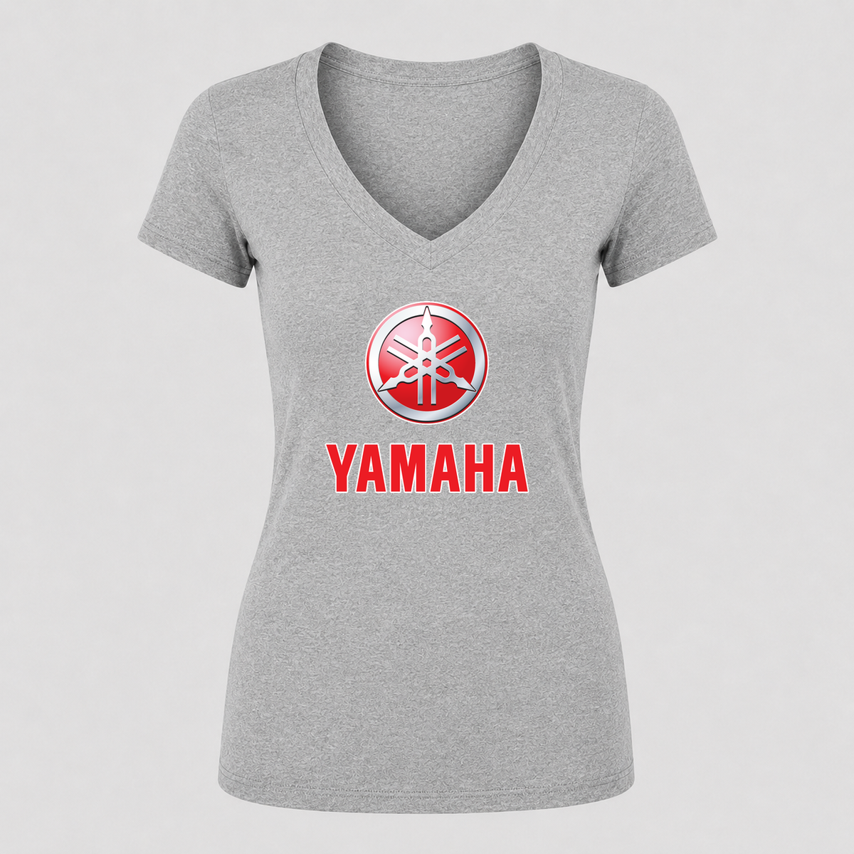 Women's Yamaha V Neck T-Shirt in gray