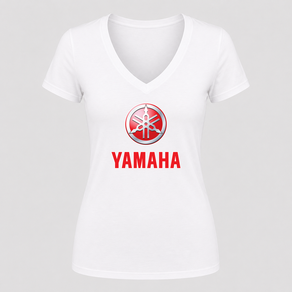 Women's Yamaha V Neck T-Shirt in white